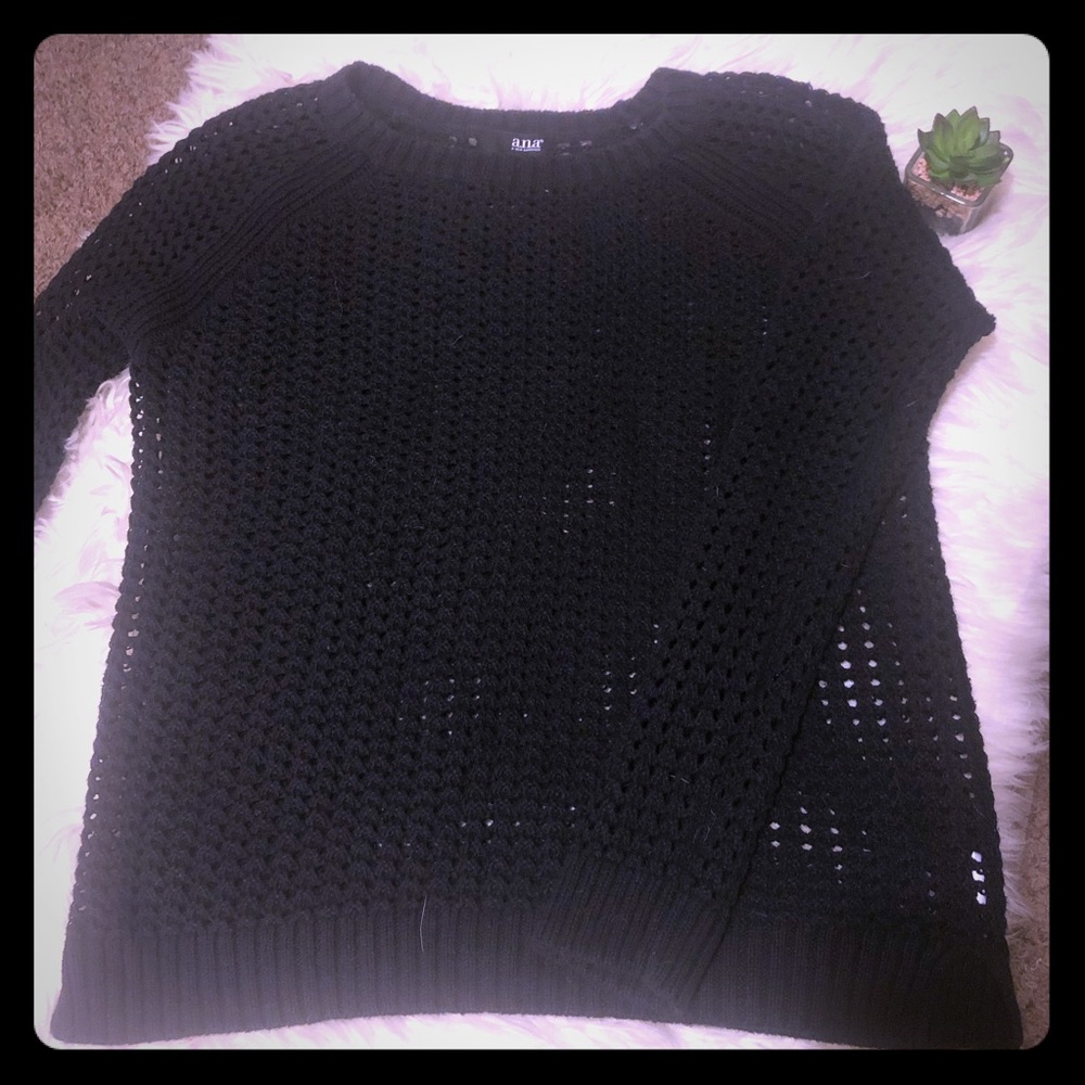 a.n.a black open weave sweater